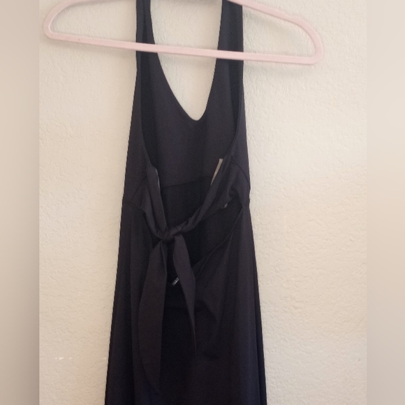 Patagonia Halter Comfy Tie Back Casual Athleisure Lightweight Black Midi Dress M - Picture 6 of 11